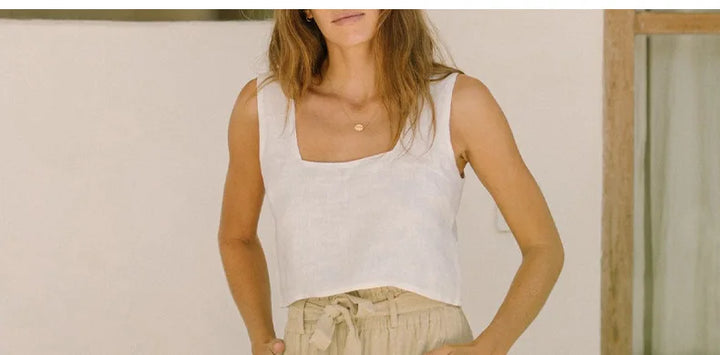 Muse & Valeur | Linen Wide Leg Pant for Women in Ruffle Style