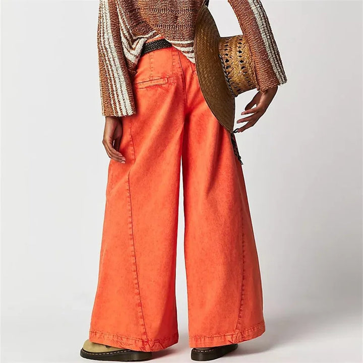 Muse & Valeur | Pleated Wide-Leg Jeans for Women in Denim Blue