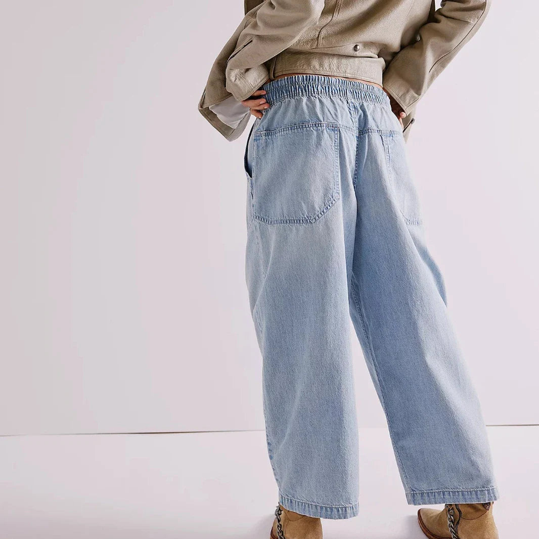 Muse & Valeur | Drawstring Jeans for Women in Denim Blue