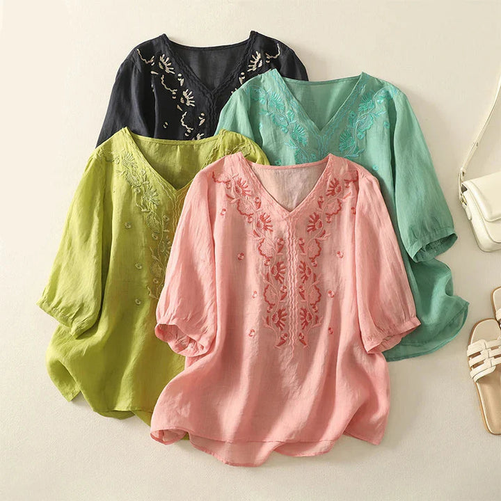 Muse and Valeur | V-Neck Cotton Blouse