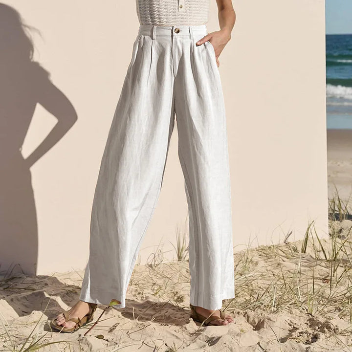 Muse & Valeur | Linen Trousers for Women, Summer Fit, Natural Color