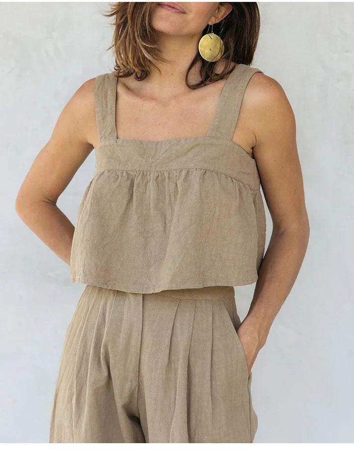Muse & Valeur | Linen Pleated Culotte Pant for Women