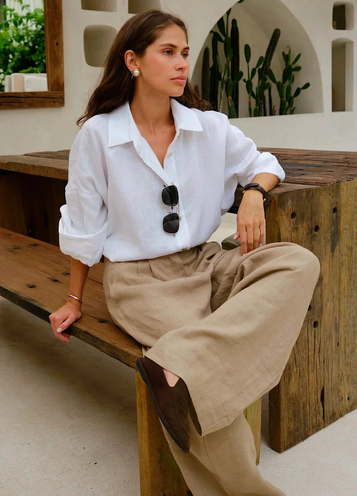 Muse & Valeur | Linen Wide-Leg Trousers for Women in Natural