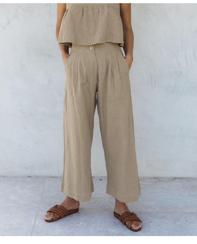 Muse & Valeur | Linen Pleated Culotte Pant for Women