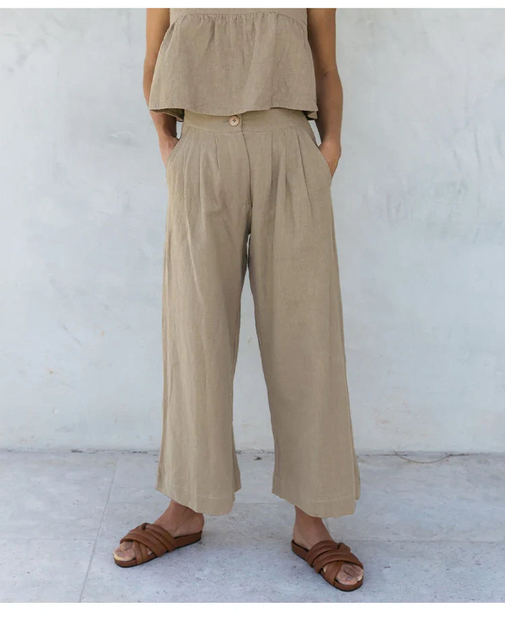 Muse & Valeur | Linen Pleated Culotte Pant for Women