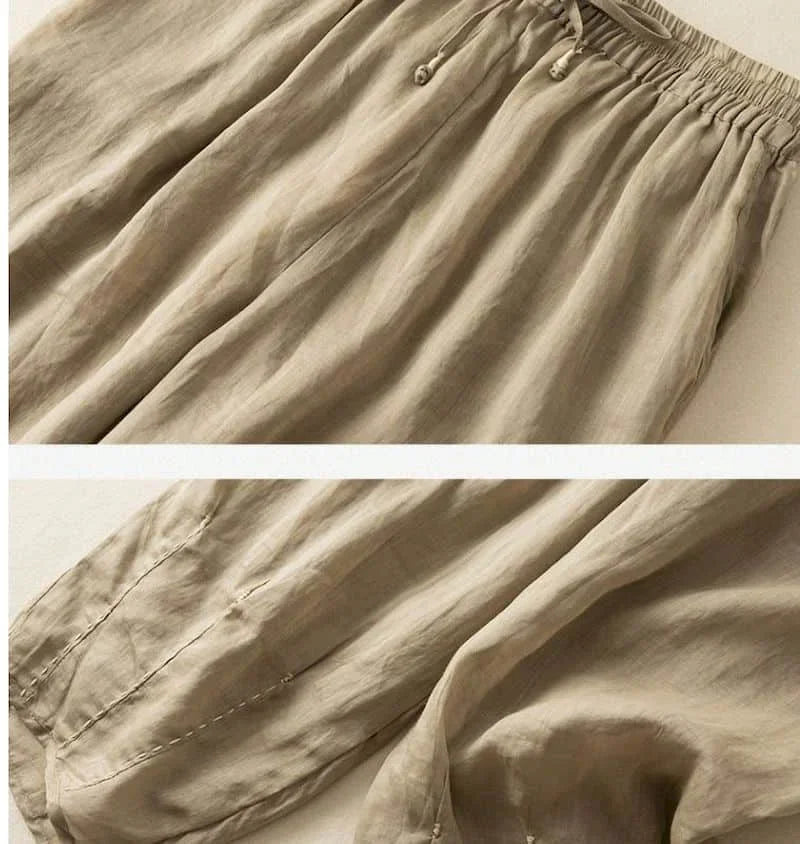 Muse & Valeur | Linen Pants for Women in Natural Fit, Beige