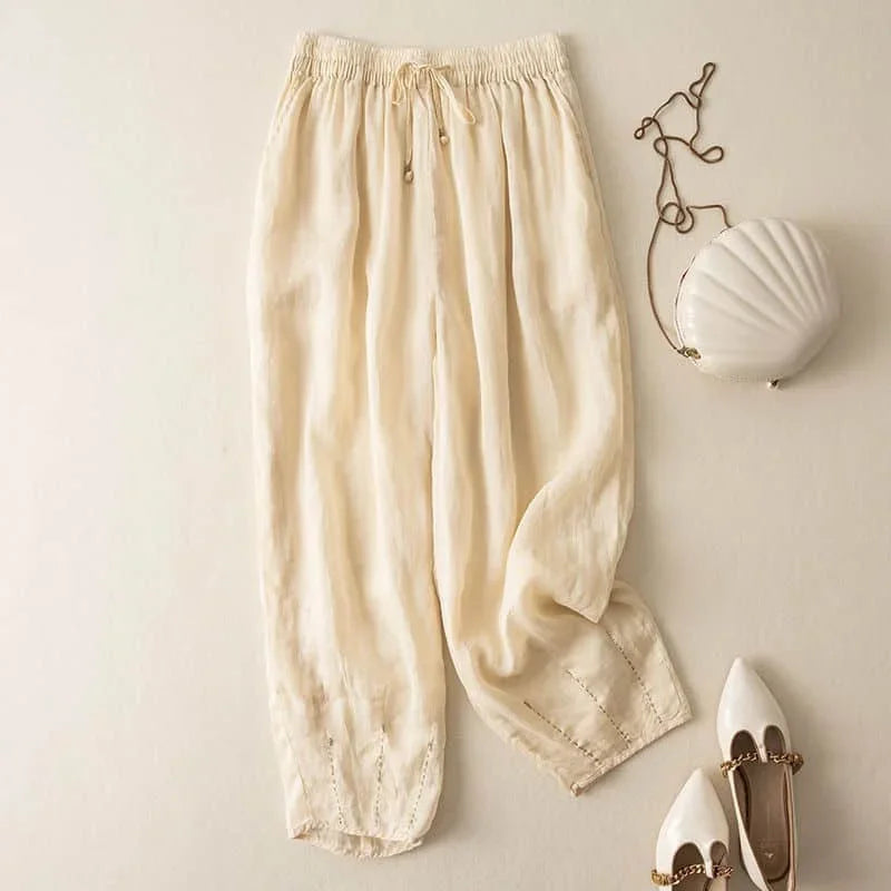 Muse & Valeur | Linen Pants for Women in Natural Fit, Beige