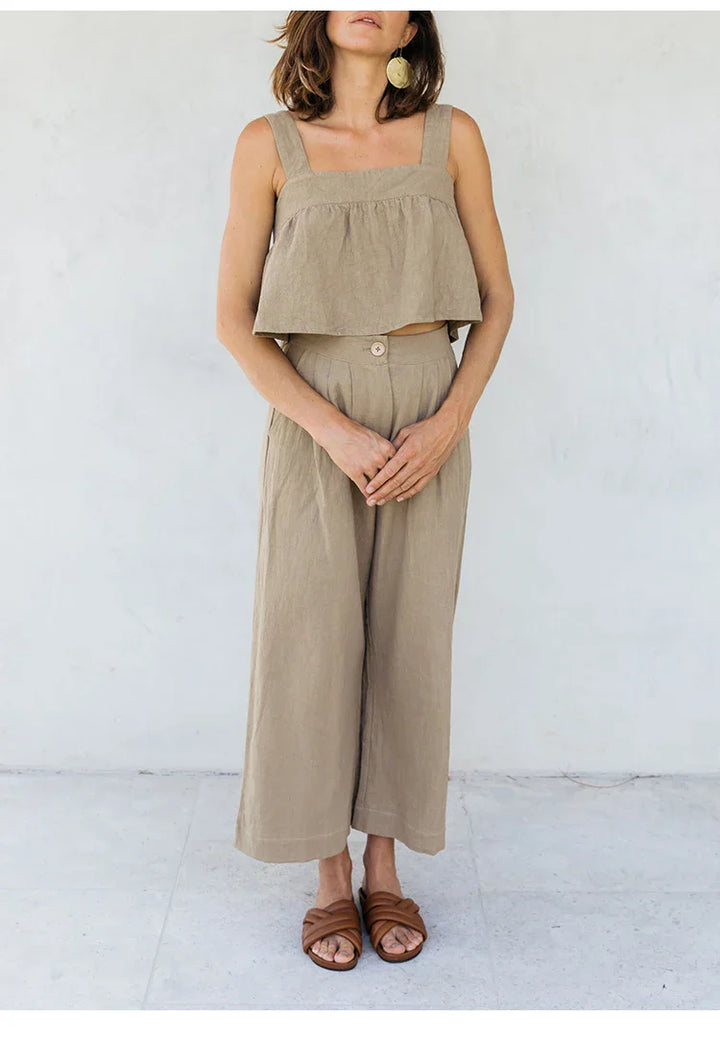 Muse & Valeur | Linen Pleated Culotte Pant for Women