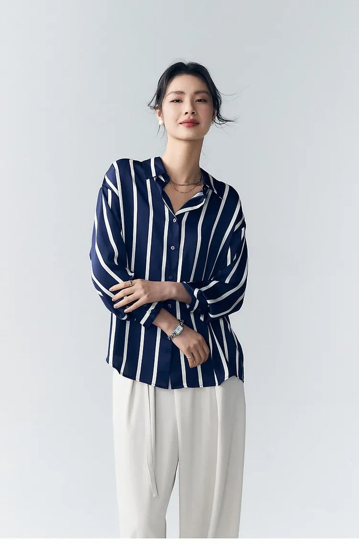 Muse and Valeur | Satin Blouse | Stripe