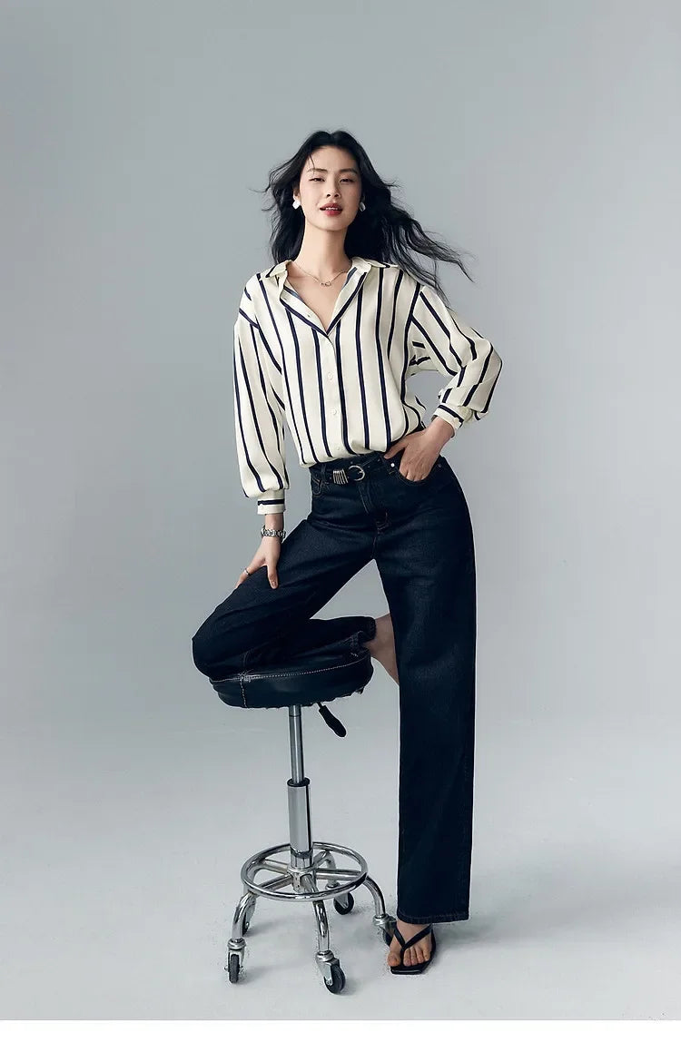 Muse and Valeur | Satin Blouse | Stripe