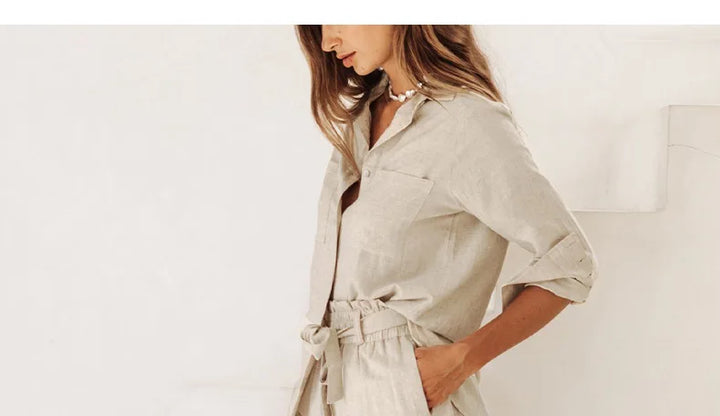 Muse & Valeur | Linen Wide Leg Pant for Women in Ruffle Style