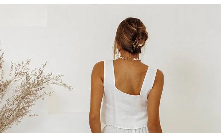 Muse & Valeur | Linen Wide Leg Pant for Women in Ruffle Style
