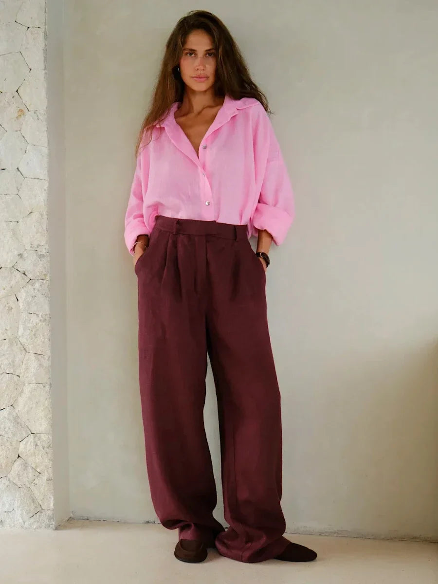 Muse & Valeur | Linen Wide-Leg Trousers for Women in Natural