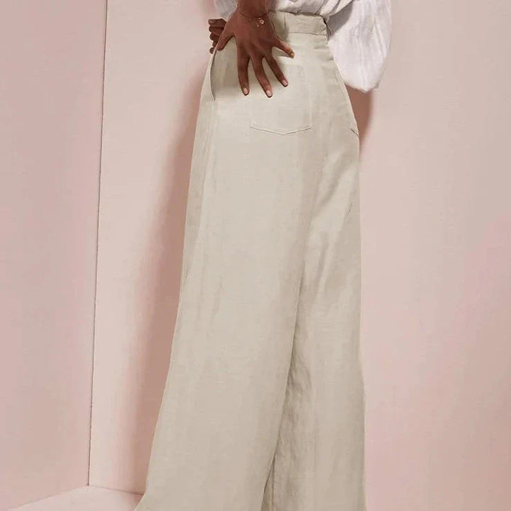 Muse & Valeur | Linen Trousers for Women, Summer Fit, Natural Color
