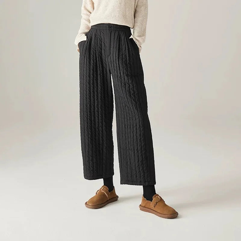 Muse & Valeur | Cotton Wide-Leg Pants for Women in Beige