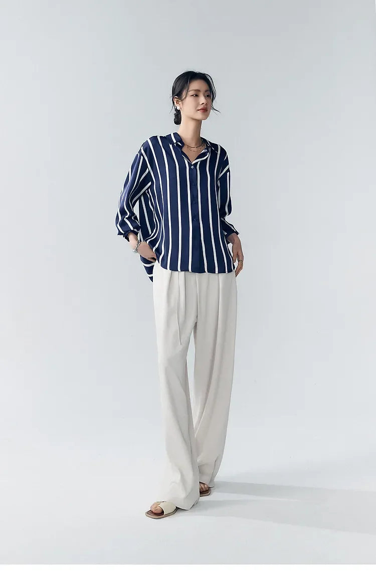 Muse and Valeur | Satin Blouse | Stripe