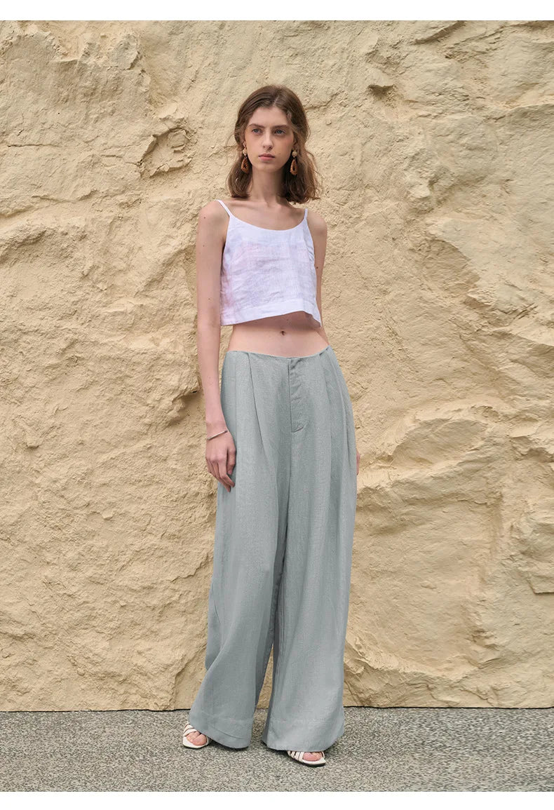 Muse & Valeur | Pleated Wide Leg Linen Pant