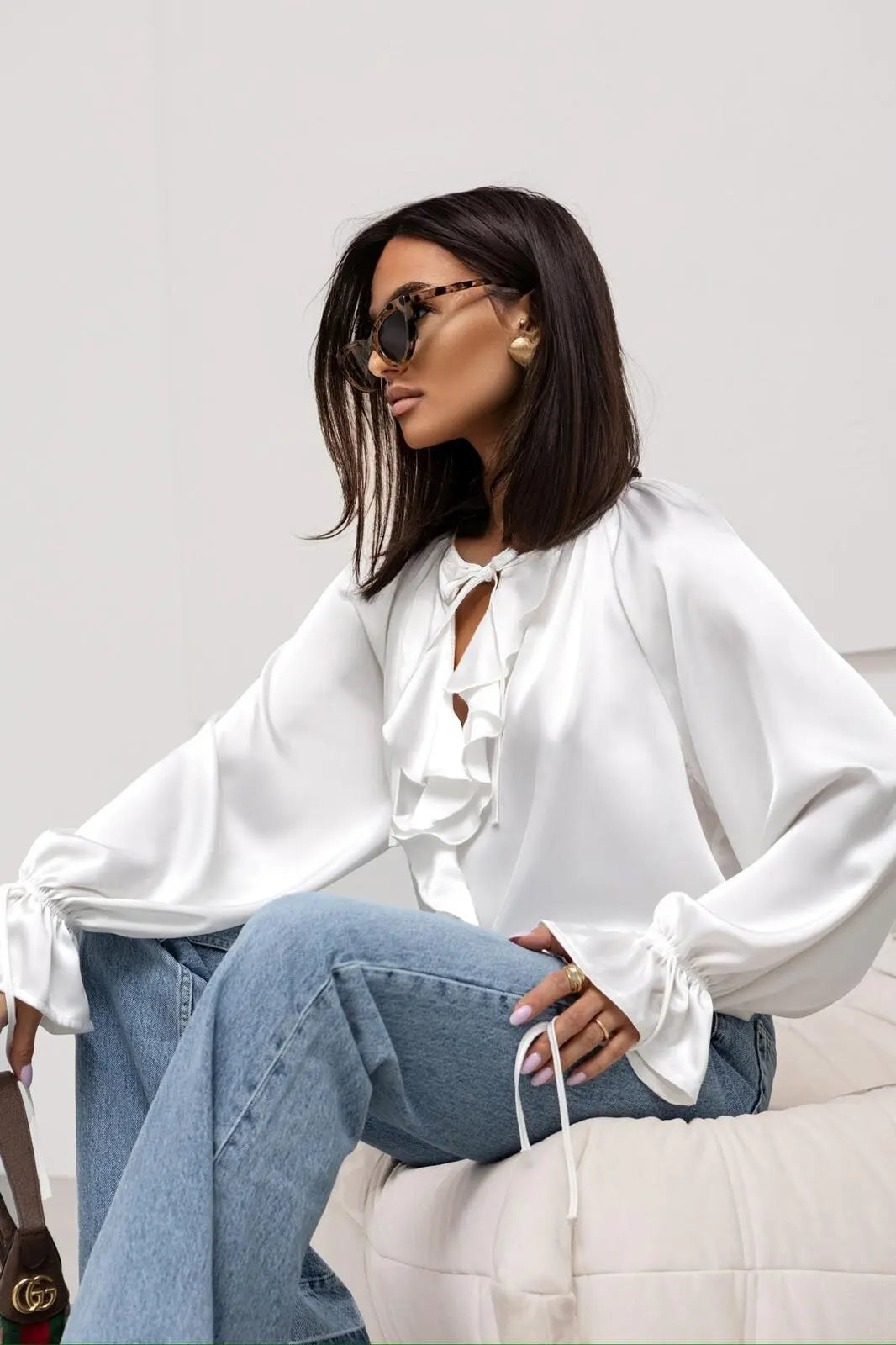 Muse and Valeur | Satin Ruffle Blouse