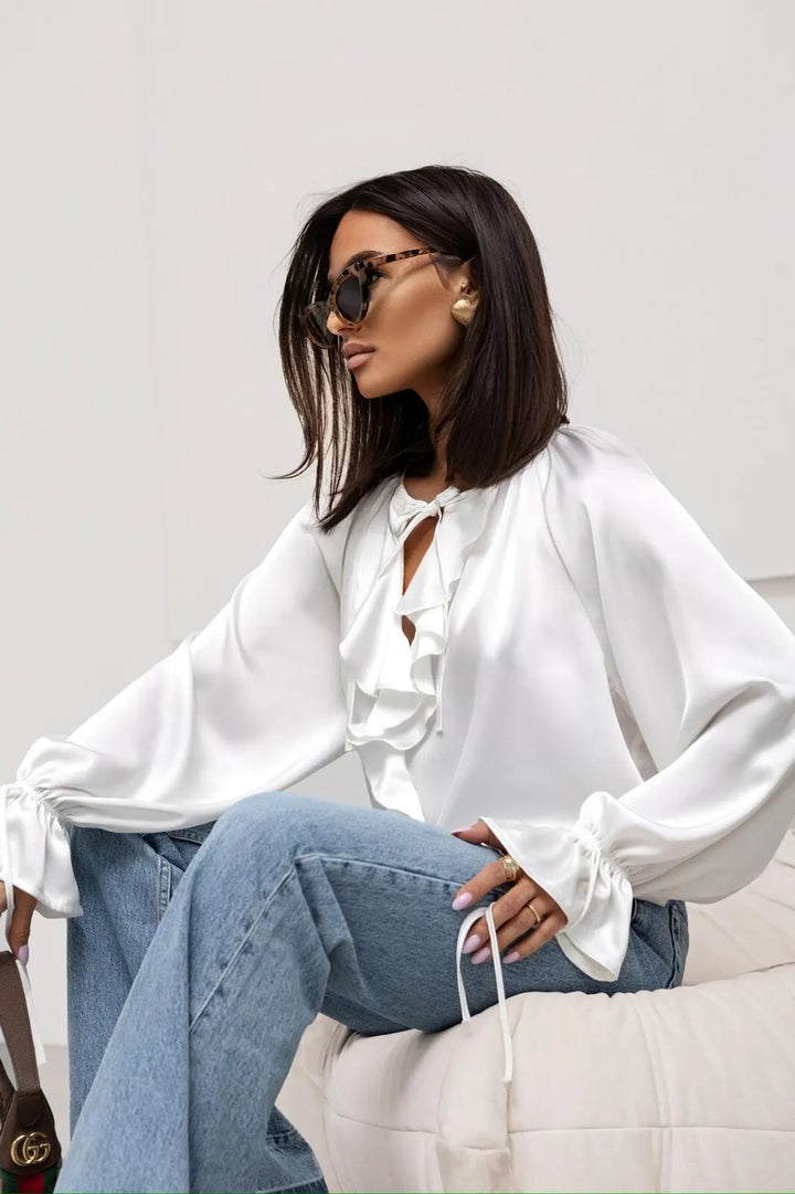 Muse and Valeur | Satin Ruffle Blouse