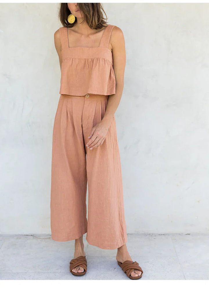 Muse & Valeur | Linen Pleated Culotte Pant for Women
