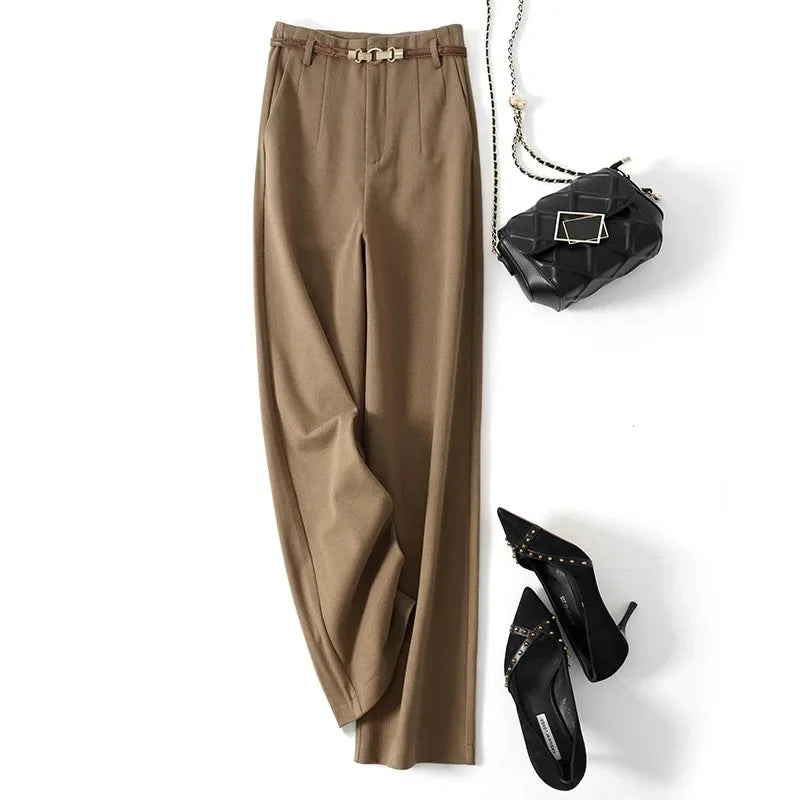Muse & Valeur | Wide Leg Wool Trousers for Women in Black