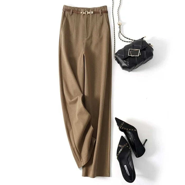 Muse & Valeur | Wide Leg Wool Trousers for Women in Black
