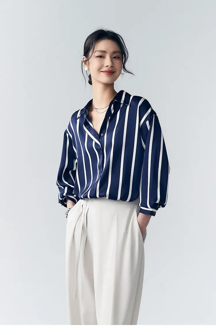 Muse and Valeur | Satin Blouse | Stripe