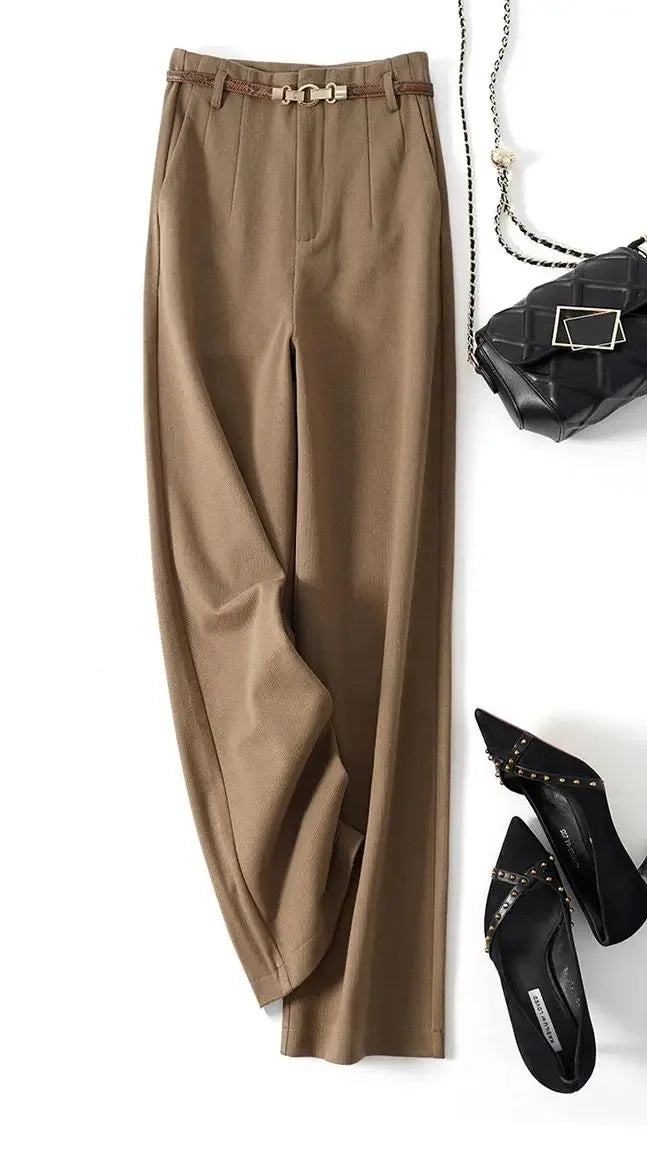 Muse & Valeur | Wide Leg Wool Trousers for Women in Black
