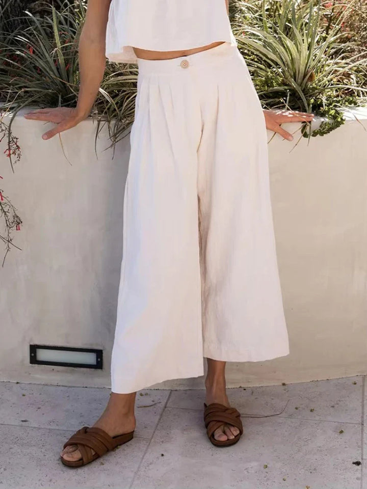 Muse & Valeur | Linen Pleated Culotte Pant for Women