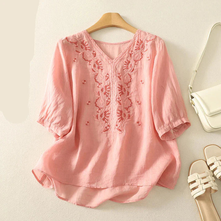 Muse and Valeur | V-Neck Cotton Blouse