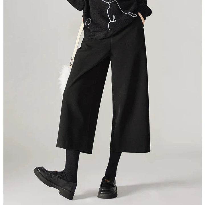 Muse & Valeur | Wool Wide Leg Pants for Women in Autumn Color