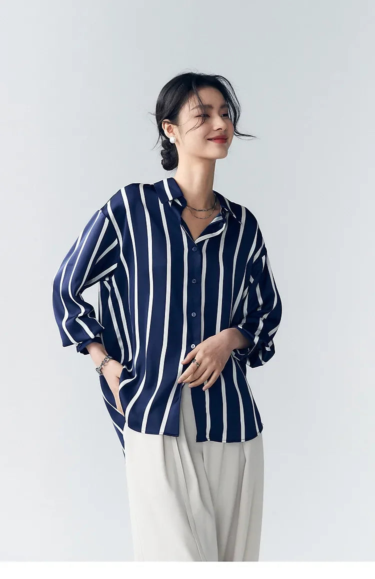 Muse and Valeur | Satin Blouse | Stripe