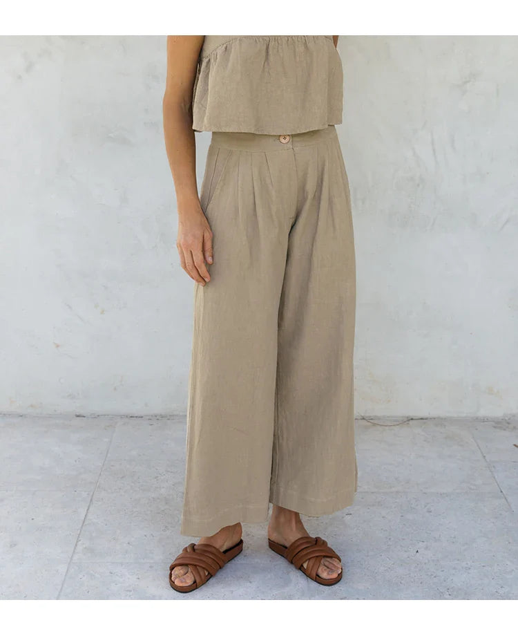 Muse & Valeur | Linen Pleated Culotte Pant for Women