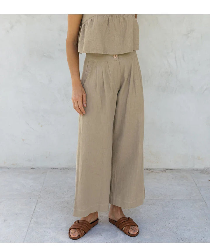 Muse & Valeur | Linen Pleated Culotte Pant for Women