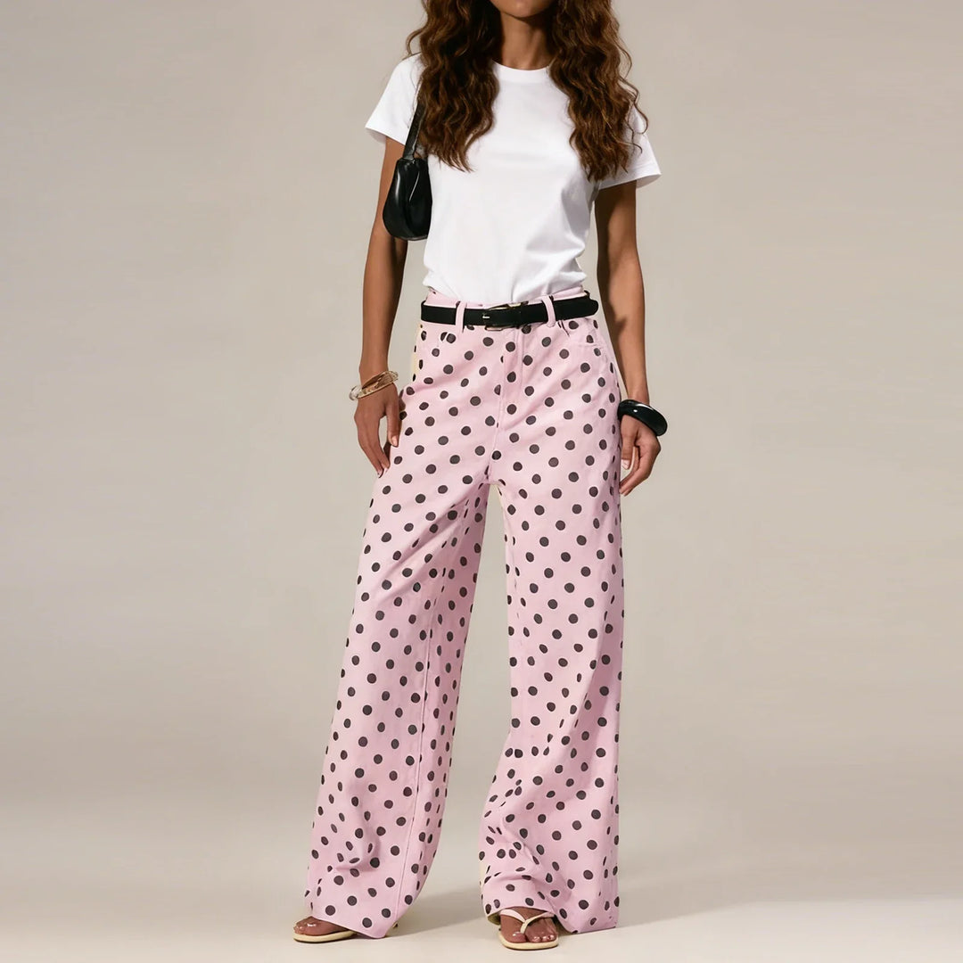 Muse & Valeur | Polka Dot Wide-Leg Trousers for Women