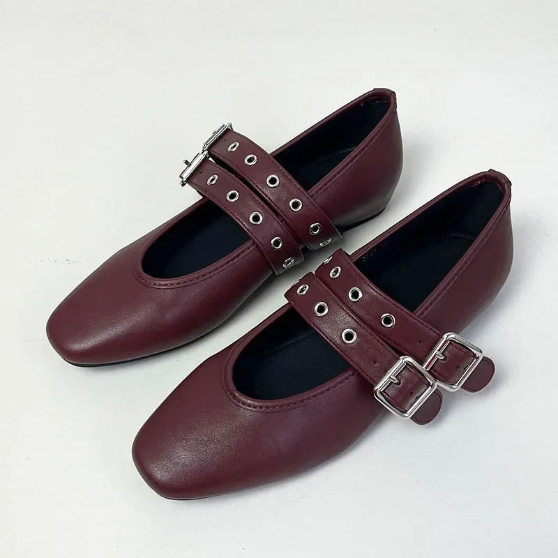Muse & Valeur | Mary Jane Flats for Women in Black Leather