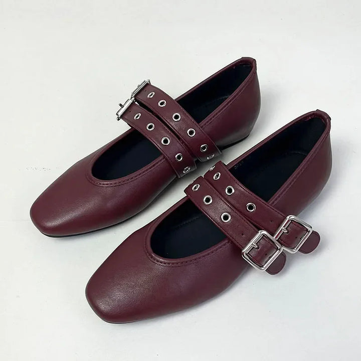 Muse & Valeur | Mary Jane Flats for Women in Black Leather