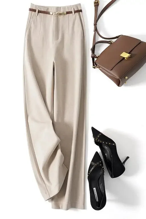 Muse & Valeur | Wide Leg Wool Trousers for Women in Black
