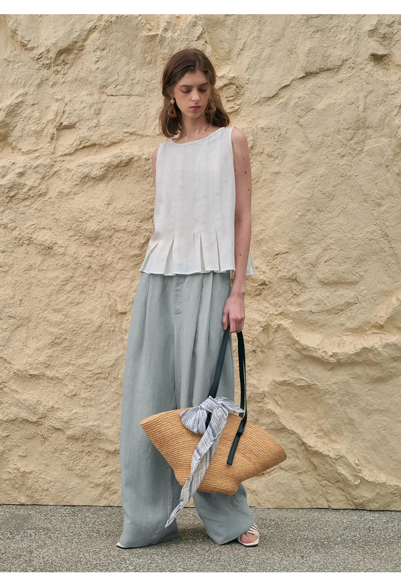 Muse & Valeur | Pleated Wide Leg Linen Pant