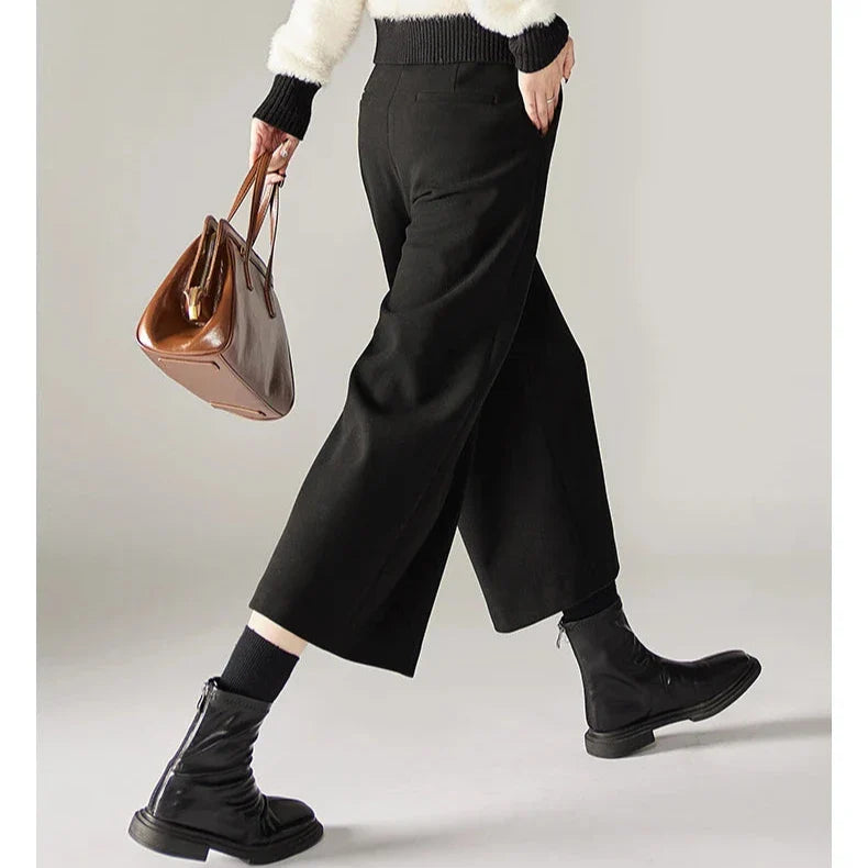 Muse & Valeur | Wool Wide Leg Pants for Women in Autumn Color