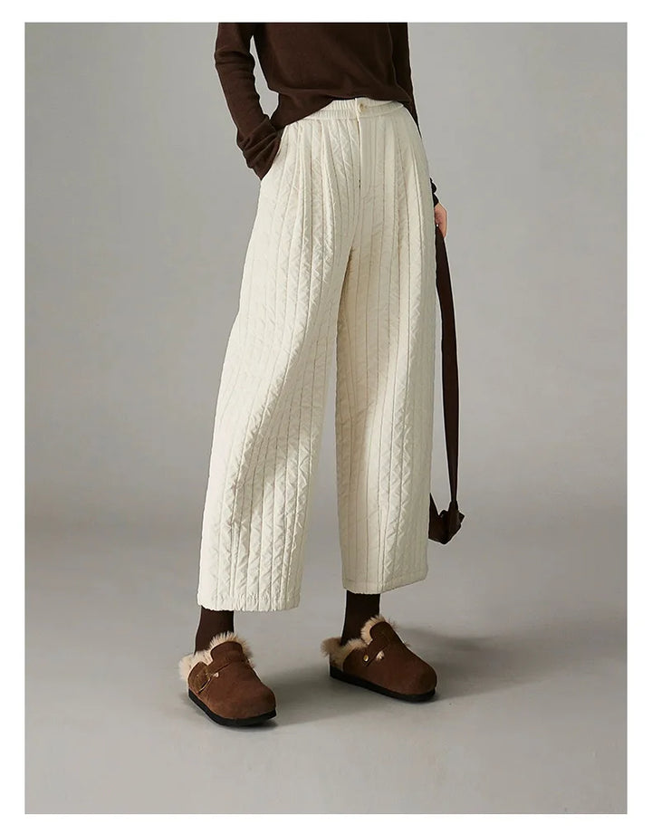 Muse & Valeur | Cotton Wide-Leg Pants for Women in Beige
