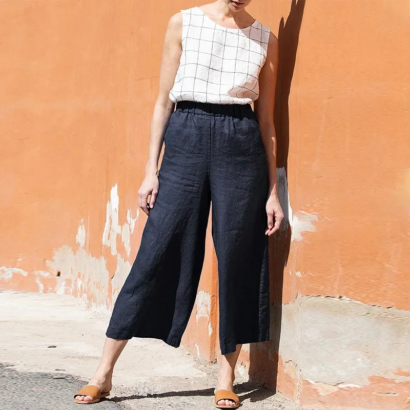 Muse & Valeur | Wide Leg Linen Pant for Women in Natural Color