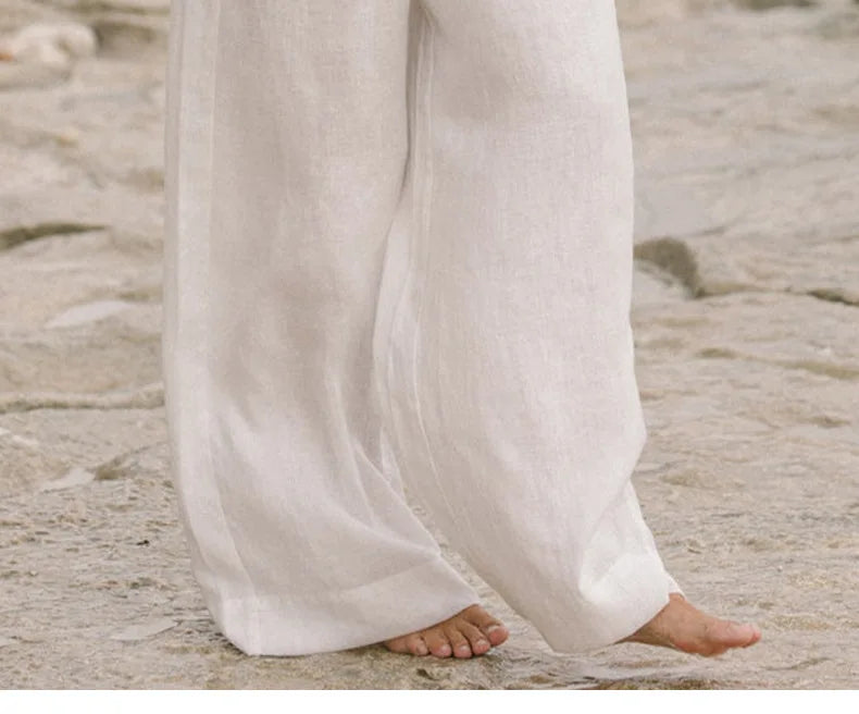 Muse & Valeur | Linen Wide Leg Pant for Women in Ruffle Style