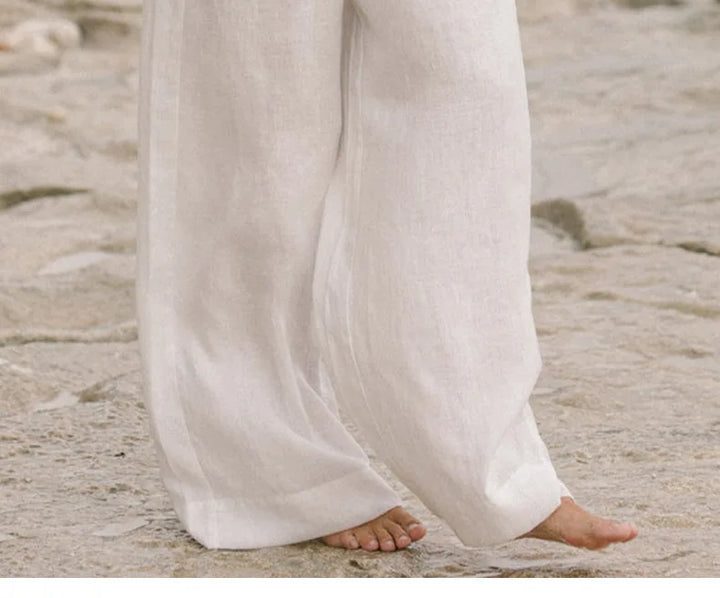 Muse & Valeur | Linen Wide Leg Pant for Women in Ruffle Style