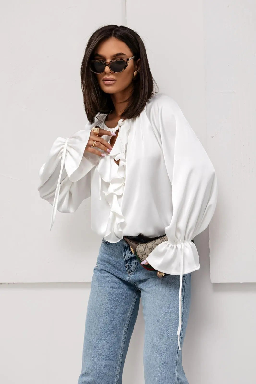 Muse and Valeur | Satin Ruffle Blouse