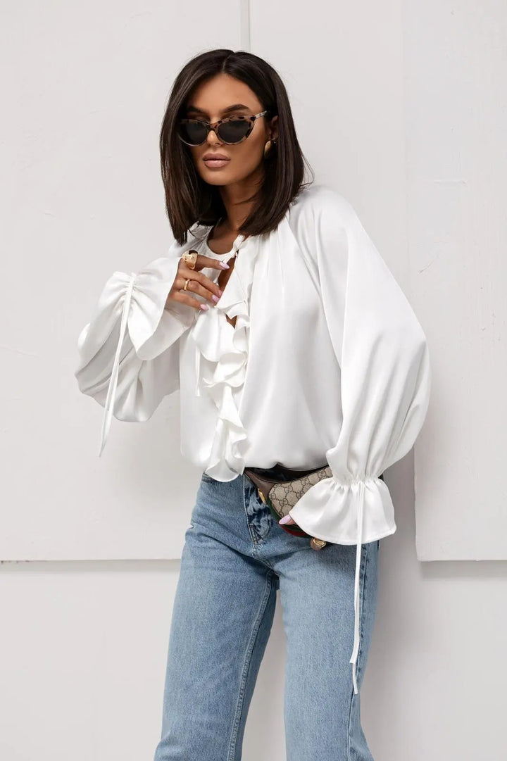 Muse and Valeur | Satin Ruffle Blouse