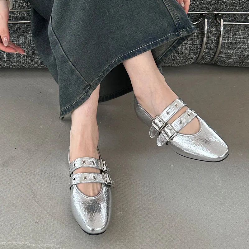 Muse & Valeur | Mary Jane Flats for Women in Black Leather