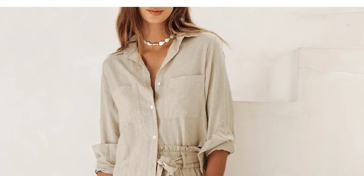 Muse & Valeur | Linen Wide Leg Pant for Women in Ruffle Style