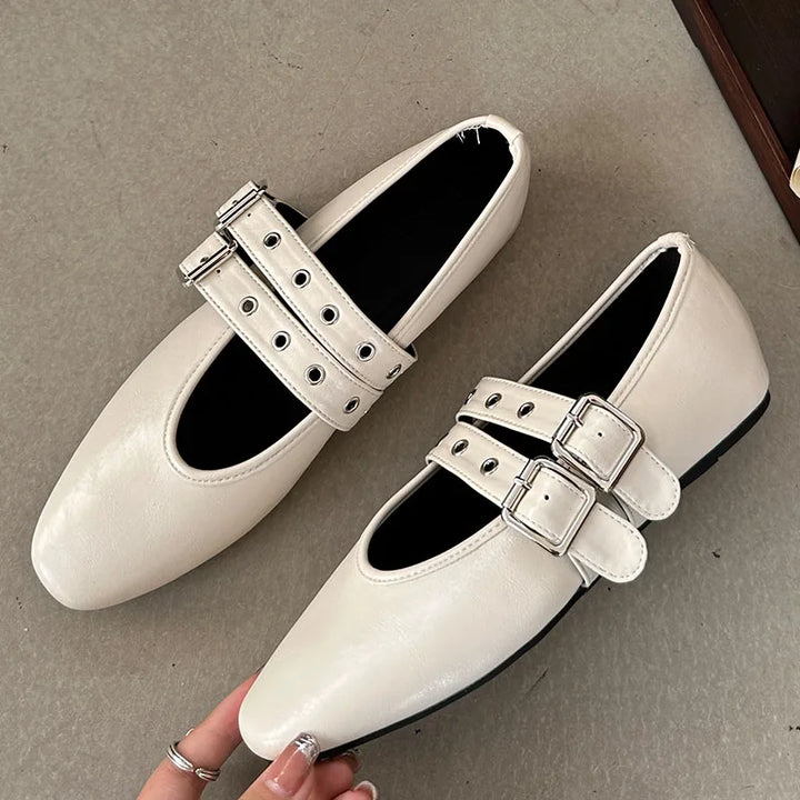 Muse & Valeur | Mary Jane Flats for Women in Black Leather