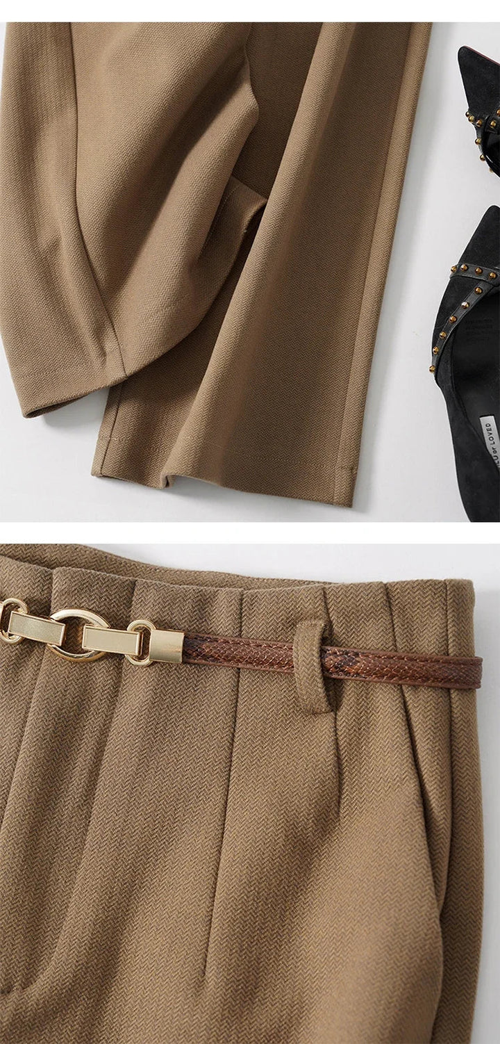 Muse & Valeur | Wide Leg Wool Trousers for Women in Black